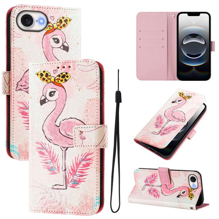 Funda de cuero para teléfono con patrón de dibujo artístico en color, For iPhone 16e / 17e, For iPhone 16 Pro Max