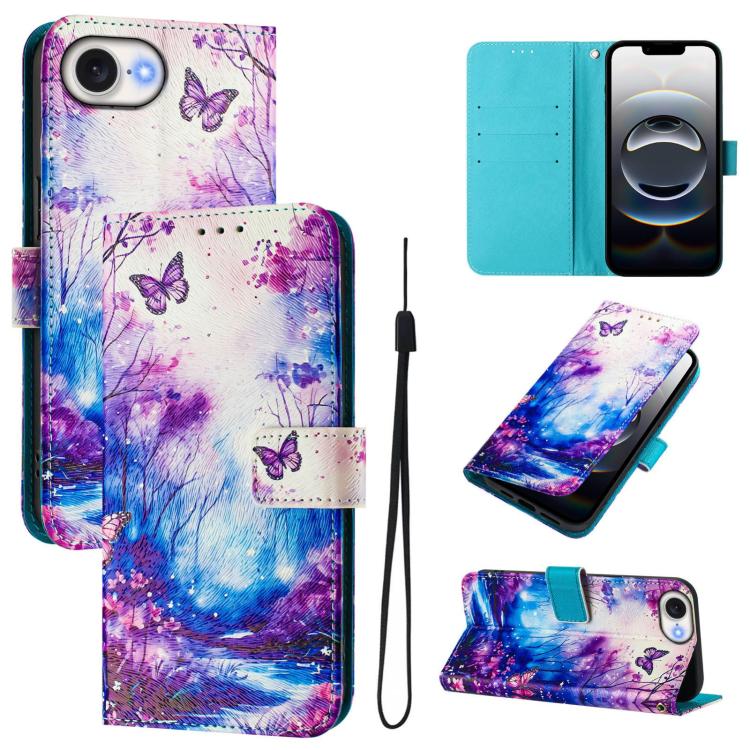 Funda de cuero para teléfono con patrón de dibujo artístico en color, For iPhone 16e / 17e, For iPhone 16 Pro Max