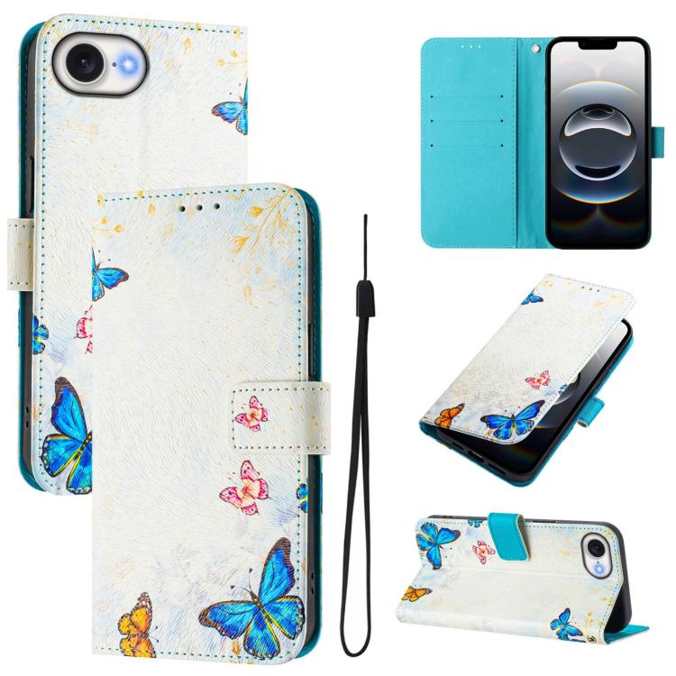 Funda de cuero para teléfono con patrón de dibujo artístico en color, For iPhone 16e / 17e, For iPhone 16 Pro Max