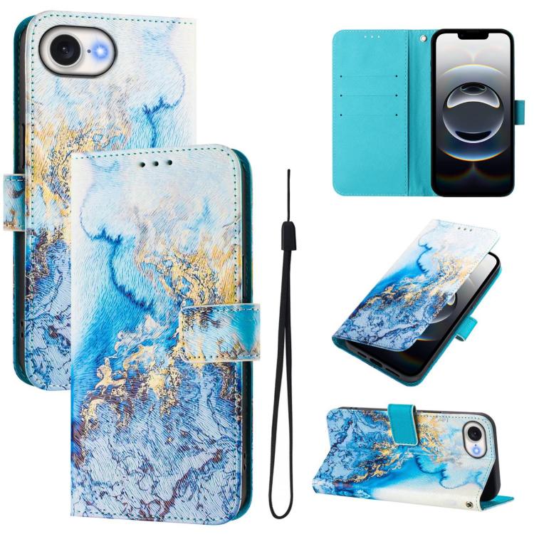 Funda de cuero para teléfono con patrón de dibujo artístico en color, For iPhone 16e / 17e, For iPhone 16 Pro Max