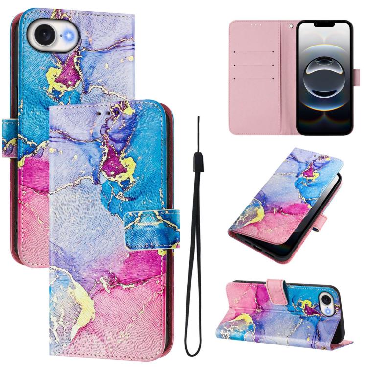 Funda de cuero para teléfono con patrón de dibujo artístico en color, For iPhone 16e / 17e, For iPhone 16 Pro Max