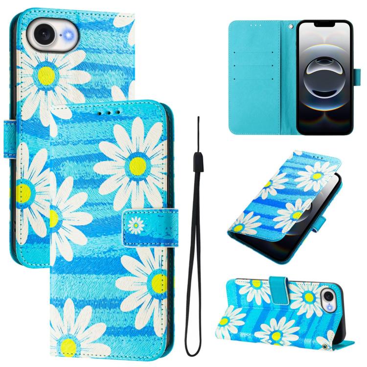 Funda de cuero para teléfono con patrón de dibujo artístico en color, For iPhone 16e / 17e, For iPhone 16 Pro Max
