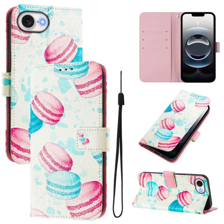 Funda de cuero para teléfono con patrón de dibujo artístico en color, For iPhone 16e / 17e, For iPhone 16 Pro Max