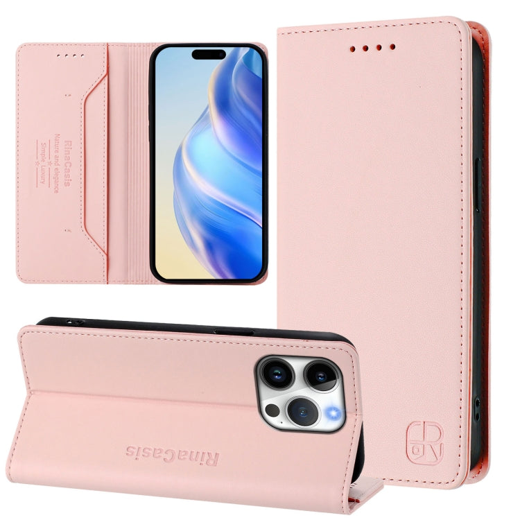 Estuche para teléfono de cuero con doble pliegue y succión magnética y RFID RC01, For iPhone 17e / 16e, For iPhone 17 Pro Max, For iPhone 17 Pro, For iPhone 17, For iPhone Air, For iPhone 16 Pro Max
