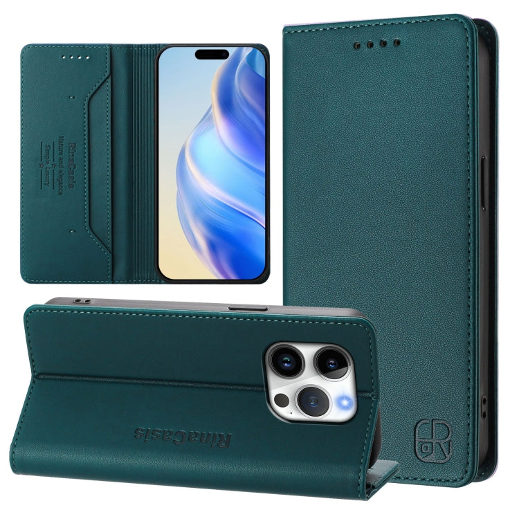 Estuche para teléfono de cuero con doble pliegue y succión magnética y RFID RC01, For iPhone 17e / 16e, For iPhone 17 Pro Max, For iPhone 17 Pro, For iPhone 17, For iPhone Air, For iPhone 16 Pro Max