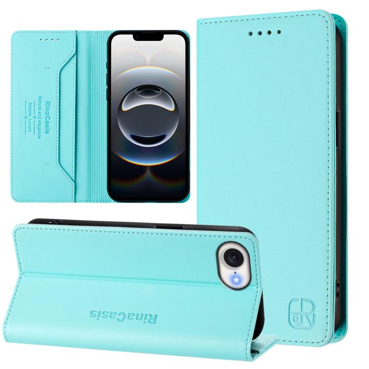 Estuche para teléfono de cuero con doble pliegue y succión magnética y RFID RC01, For iPhone 17e / 16e, For iPhone 17 Pro Max, For iPhone 17 Pro, For iPhone 17, For iPhone Air, For iPhone 16 Pro Max