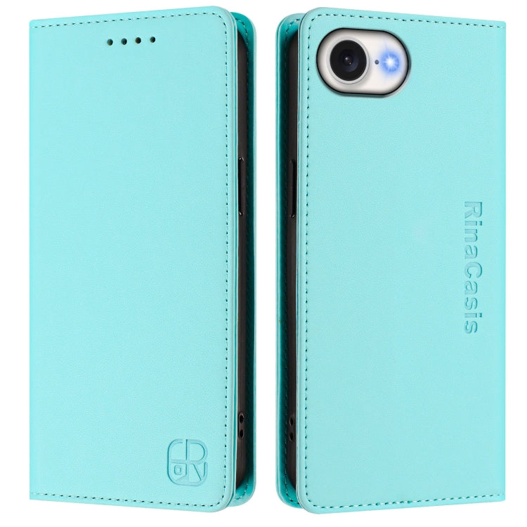 Estuche para teléfono de cuero con doble pliegue y succión magnética y RFID RC01, For iPhone 17e / 16e, For iPhone 17 Pro Max, For iPhone 17 Pro, For iPhone 17, For iPhone Air, For iPhone 16 Pro Max