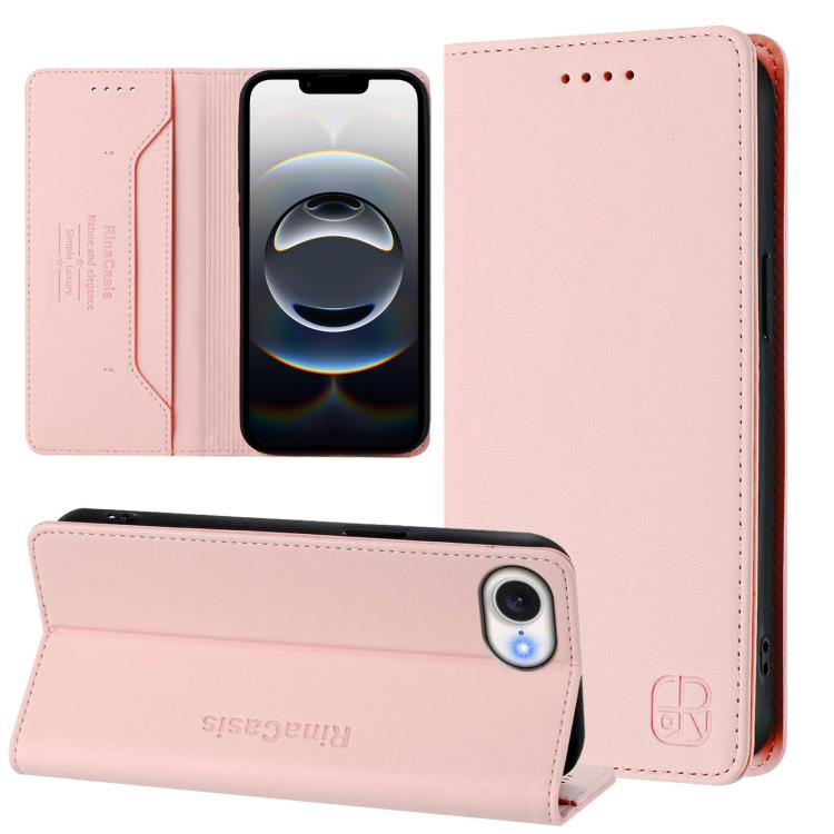 Estuche para teléfono de cuero con doble pliegue y succión magnética y RFID RC01, For iPhone 17e / 16e, For iPhone 17 Pro Max, For iPhone 17 Pro, For iPhone 17, For iPhone Air, For iPhone 16 Pro Max