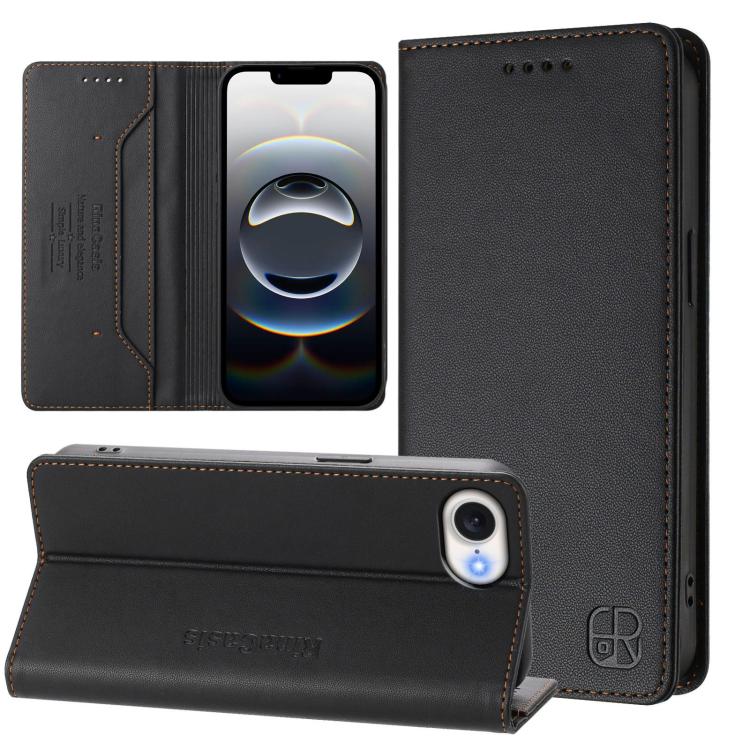 Estuche para teléfono de cuero con doble pliegue y succión magnética y RFID RC01, For iPhone 17e / 16e, For iPhone 17 Pro Max, For iPhone 17 Pro, For iPhone 17, For iPhone Air, For iPhone 16 Pro Max