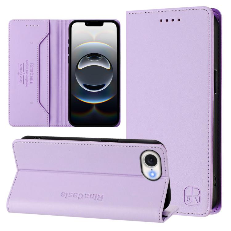 Estuche para teléfono de cuero con doble pliegue y succión magnética y RFID RC01, For iPhone 17e / 16e, For iPhone 17 Pro Max, For iPhone 17 Pro, For iPhone 17, For iPhone Air, For iPhone 16 Pro Max