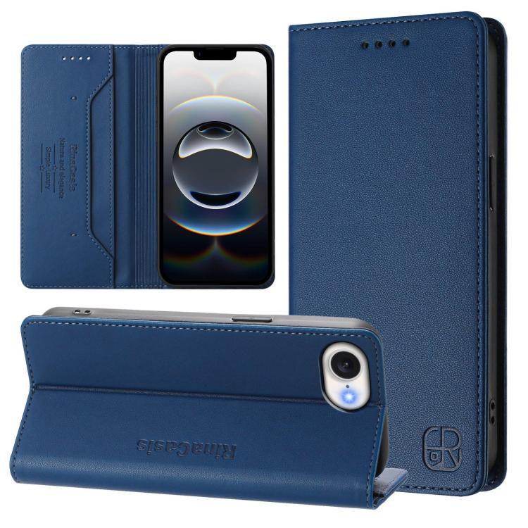 Estuche para teléfono de cuero con doble pliegue y succión magnética y RFID RC01, For iPhone 17e / 16e, For iPhone 17 Pro Max, For iPhone 17 Pro, For iPhone 17, For iPhone Air, For iPhone 16 Pro Max