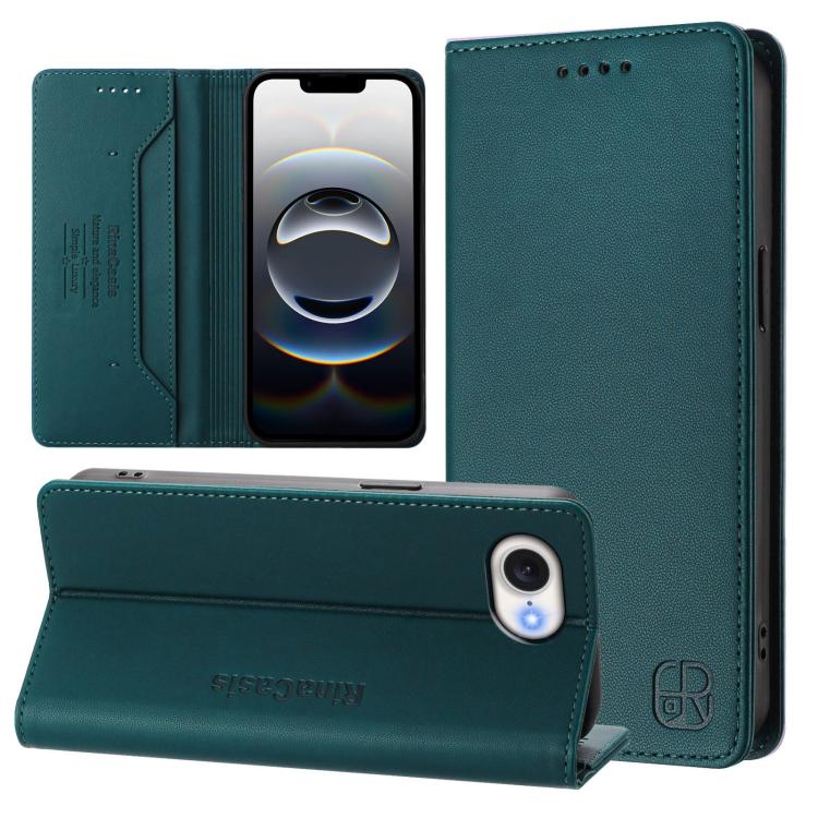 Estuche para teléfono de cuero con doble pliegue y succión magnética y RFID RC01, For iPhone 17e / 16e, For iPhone 17 Pro Max, For iPhone 17 Pro, For iPhone 17, For iPhone Air, For iPhone 16 Pro Max