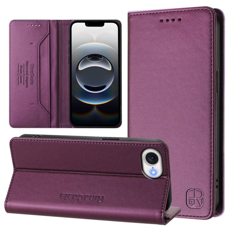 Estuche para teléfono de cuero con doble pliegue y succión magnética y RFID RC01, For iPhone 17e / 16e, For iPhone 17 Pro Max, For iPhone 17 Pro, For iPhone 17, For iPhone Air, For iPhone 16 Pro Max