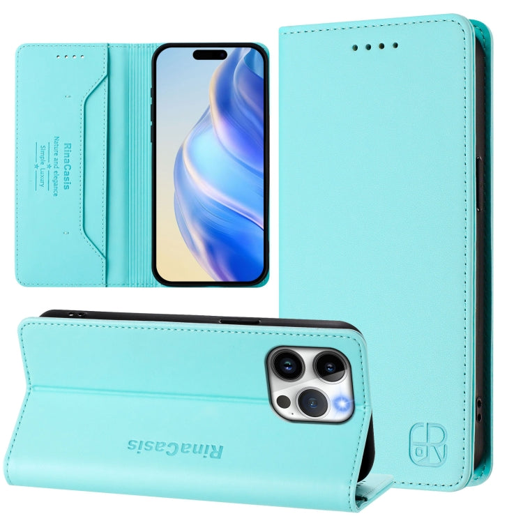 Estuche para teléfono de cuero con doble pliegue y succión magnética y RFID RC01, For iPhone 13 Pro Max, For iPhone 13 Pro, For iPhone 13 mini, For iPhone 12 / 12 Pro, For iPhone 12 Pro Max, For iPhone 12 mini