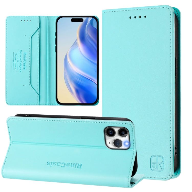 Estuche para teléfono de cuero con doble pliegue y succión magnética y RFID RC01, For iPhone 11 Pro Max, For iPhone 11, For iPhone 11 Pro, For iPhone X / XS, For iPhone XR, For iPhone XS Max