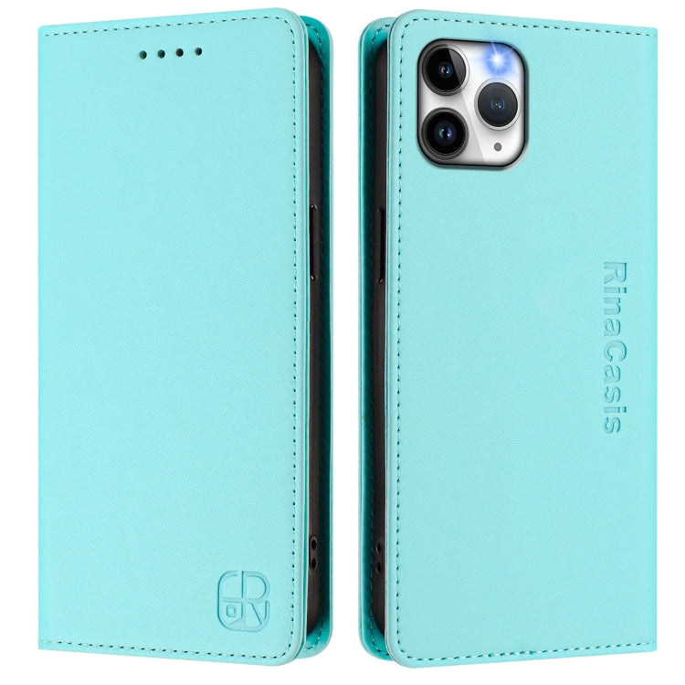 Estuche para teléfono de cuero con doble pliegue y succión magnética y RFID RC01, For iPhone 11 Pro Max, For iPhone 11, For iPhone 11 Pro, For iPhone X / XS, For iPhone XR, For iPhone XS Max