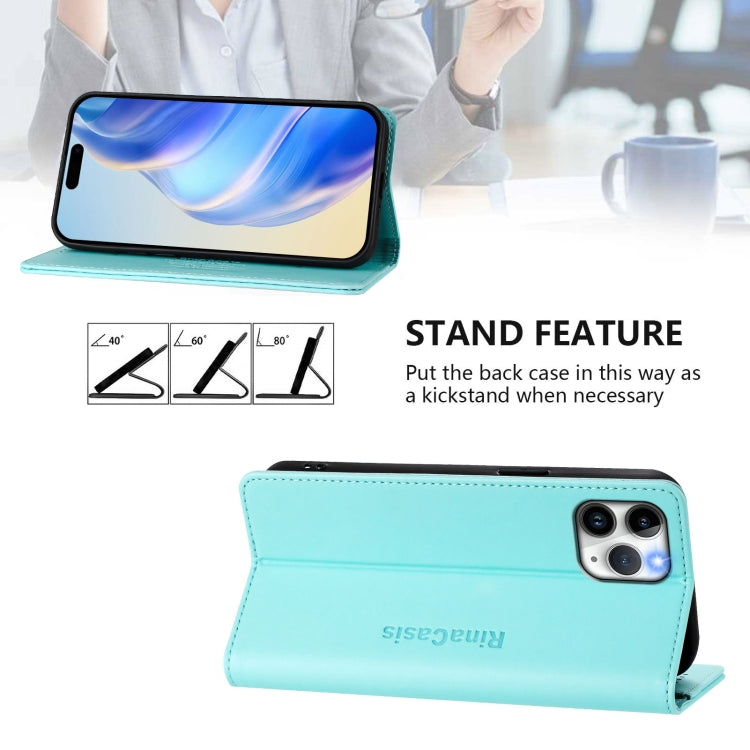 Estuche para teléfono de cuero con doble pliegue y succión magnética y RFID RC01, For iPhone 11 Pro Max, For iPhone 11, For iPhone 11 Pro, For iPhone X / XS, For iPhone XR, For iPhone XS Max