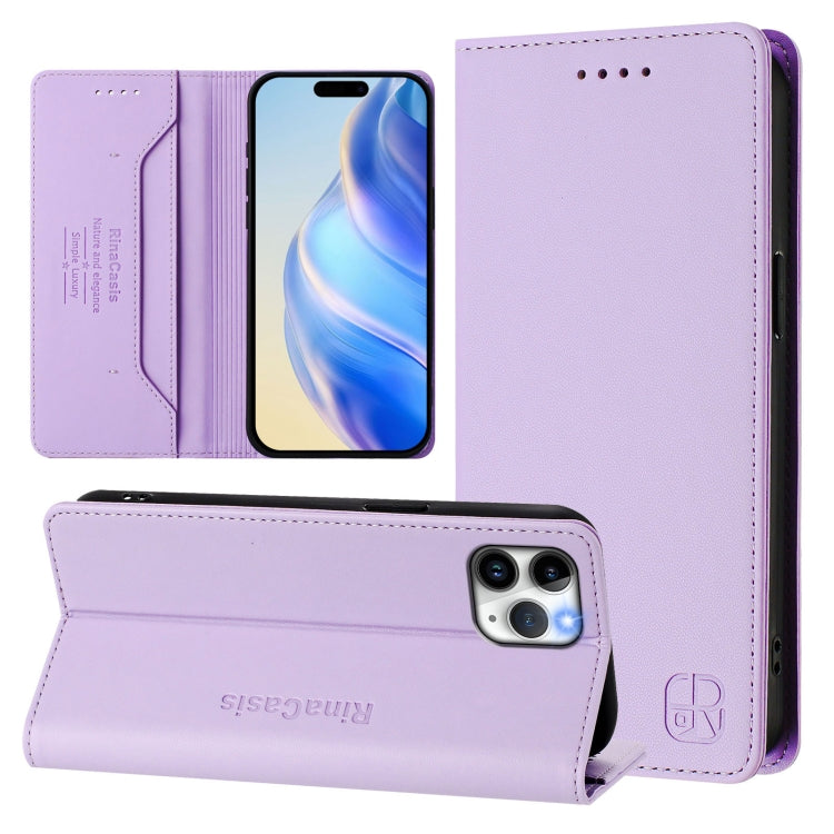 Estuche para teléfono de cuero con doble pliegue y succión magnética y RFID RC01, For iPhone 11 Pro Max, For iPhone 11, For iPhone 11 Pro, For iPhone X / XS, For iPhone XR, For iPhone XS Max