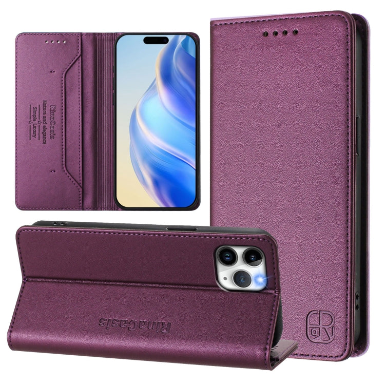Estuche para teléfono de cuero con doble pliegue y succión magnética y RFID RC01, For iPhone 11 Pro Max, For iPhone 11, For iPhone 11 Pro, For iPhone X / XS, For iPhone XR, For iPhone XS Max