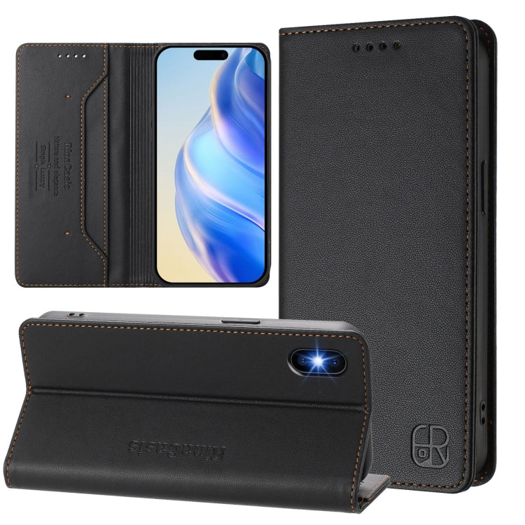 Estuche para teléfono de cuero con doble pliegue y succión magnética y RFID RC01, For iPhone 11 Pro Max, For iPhone 11, For iPhone 11 Pro, For iPhone X / XS, For iPhone XR, For iPhone XS Max