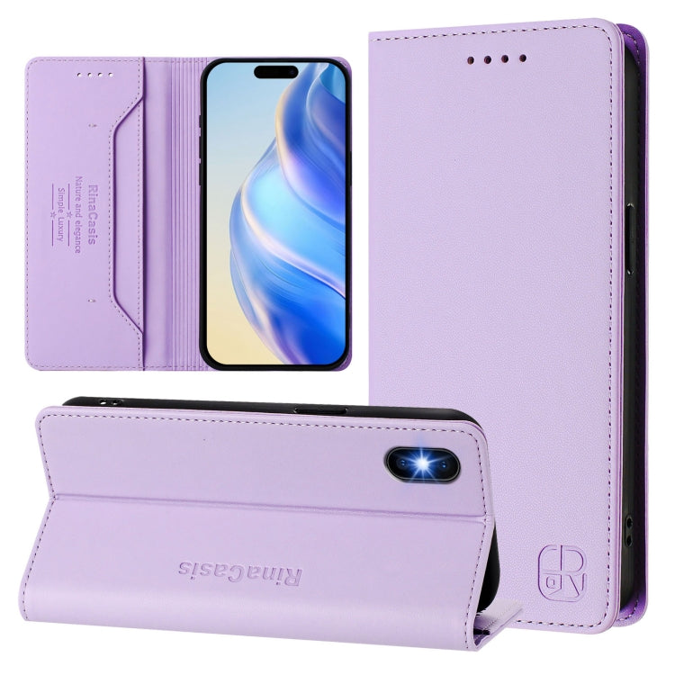 Estuche para teléfono de cuero con doble pliegue y succión magnética y RFID RC01, For iPhone 11 Pro Max, For iPhone 11, For iPhone 11 Pro, For iPhone X / XS, For iPhone XR, For iPhone XS Max