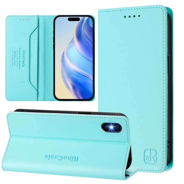 Estuche para teléfono de cuero con doble pliegue y succión magnética y RFID RC01, For iPhone 11 Pro Max, For iPhone 11, For iPhone 11 Pro, For iPhone X / XS, For iPhone XR, For iPhone XS Max