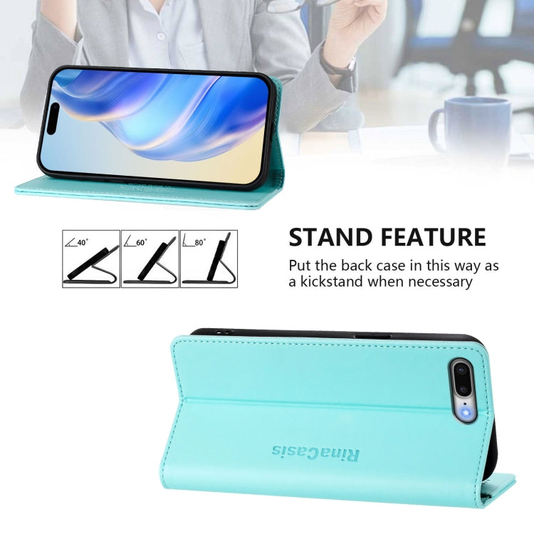 Estuche para teléfono de cuero con doble pliegue y succión magnética y RFID RC01, For iPhone 7 Plus / 8 Plus