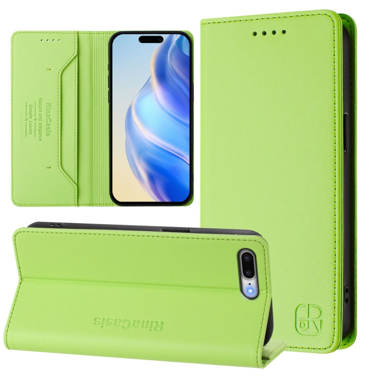 Estuche para teléfono de cuero con doble pliegue y succión magnética y RFID RC01, For iPhone 7 Plus / 8 Plus