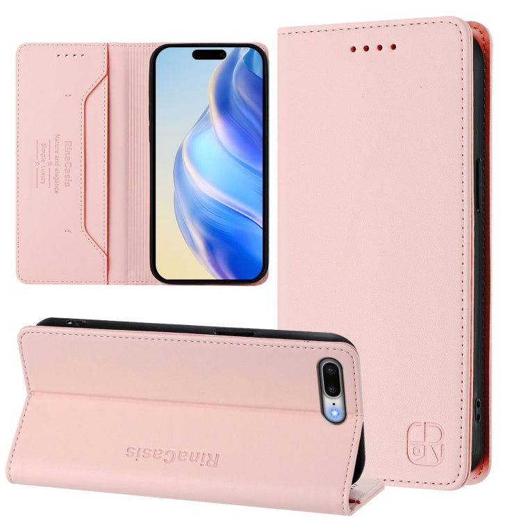 Estuche para teléfono de cuero con doble pliegue y succión magnética y RFID RC01, For iPhone 7 Plus / 8 Plus