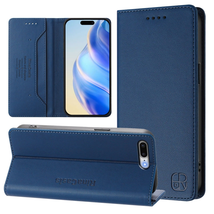 Estuche para teléfono de cuero con doble pliegue y succión magnética y RFID RC01, For iPhone 7 Plus / 8 Plus