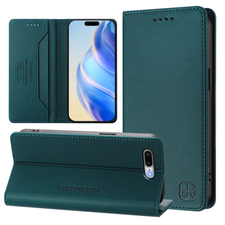 Estuche para teléfono de cuero con doble pliegue y succión magnética y RFID RC01, For iPhone 7 Plus / 8 Plus