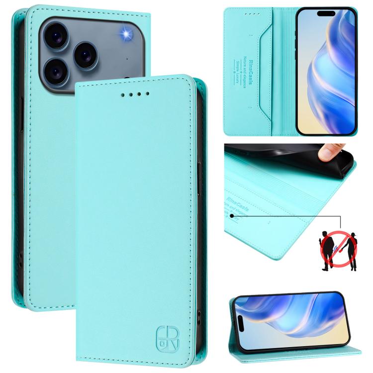 Estuche para teléfono de cuero con doble pliegue y succión magnética y RFID RC01, For iPhone 17e / 16e, For iPhone 17 Pro Max, For iPhone 17 Pro, For iPhone 17, For iPhone Air, For iPhone 16 Pro Max