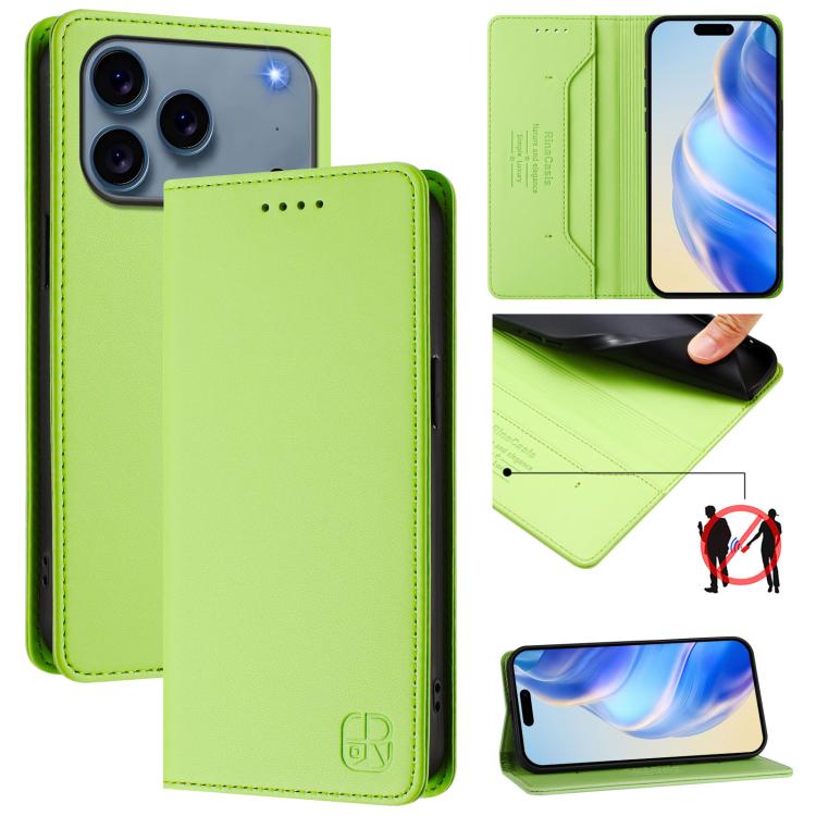 Estuche para teléfono de cuero con doble pliegue y succión magnética y RFID RC01, For iPhone 17e / 16e, For iPhone 17 Pro Max, For iPhone 17 Pro, For iPhone 17, For iPhone Air, For iPhone 16 Pro Max