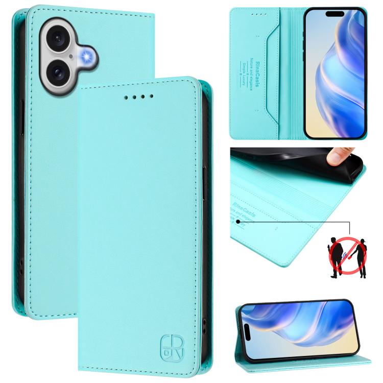 Estuche para teléfono de cuero con doble pliegue y succión magnética y RFID RC01, For iPhone 17e / 16e, For iPhone 17 Pro Max, For iPhone 17 Pro, For iPhone 17, For iPhone Air, For iPhone 16 Pro Max