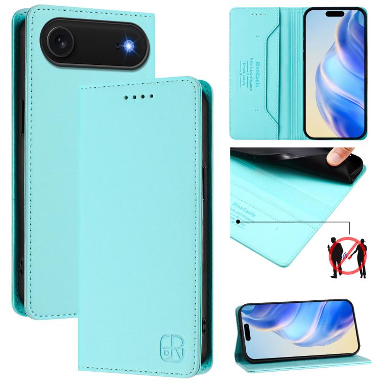 Estuche para teléfono de cuero con doble pliegue y succión magnética y RFID RC01, For iPhone 17e / 16e, For iPhone 17 Pro Max, For iPhone 17 Pro, For iPhone 17, For iPhone Air, For iPhone 16 Pro Max