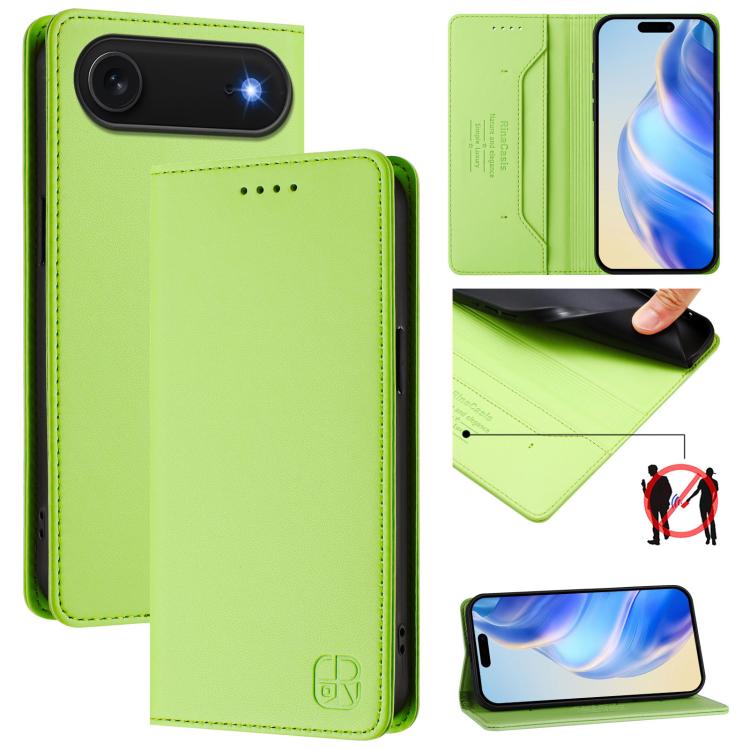 Estuche para teléfono de cuero con doble pliegue y succión magnética y RFID RC01, For iPhone 17e / 16e, For iPhone 17 Pro Max, For iPhone 17 Pro, For iPhone 17, For iPhone Air, For iPhone 16 Pro Max