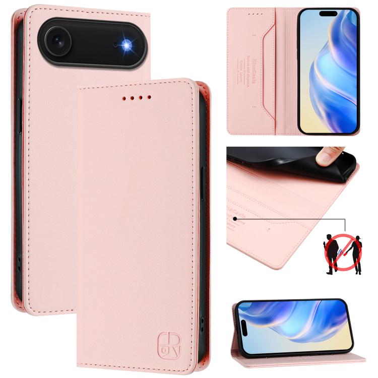 Estuche para teléfono de cuero con doble pliegue y succión magnética y RFID RC01, For iPhone 17e / 16e, For iPhone 17 Pro Max, For iPhone 17 Pro, For iPhone 17, For iPhone Air, For iPhone 16 Pro Max