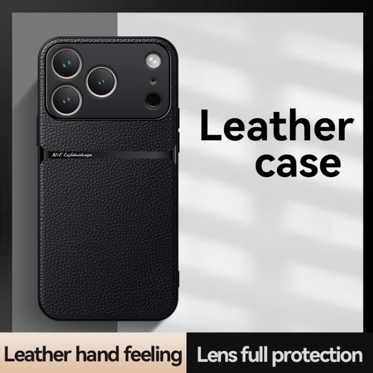 Funda para teléfono de piel de lichi con cobertura total magnética y resistente a los golpes, For iPhone 18 Pro, For iPhone 18 Pro Max, For iPhone 17e / 16e, For iPhone 17 Pro Max, For iPhone 17 Pro, For iPhone 17, For iPhone Air, For iPhone 16 Pro Max