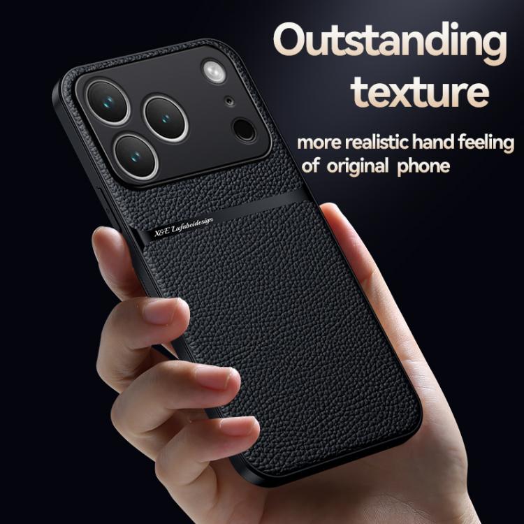 Funda para teléfono de piel de lichi con cobertura total magnética y resistente a los golpes, For iPhone 18 Pro, For iPhone 18 Pro Max, For iPhone 17e / 16e, For iPhone 17 Pro Max, For iPhone 17 Pro, For iPhone 17, For iPhone Air, For iPhone 16 Pro Max