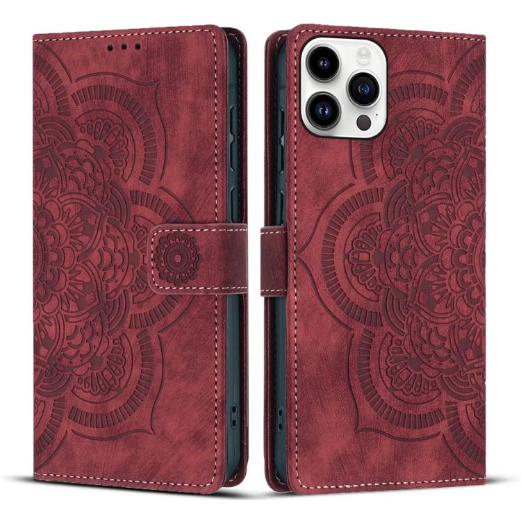 Funda para teléfono de cuero esmerilado retro con relieve de mandala, For iPhone 15 Pro Max, For iPhone 15 Pro, For iPhone 15 Plus, For iPhone 15, For iPhone 14 Plus, For iPhone 14 / 13, For iPhone 14 Pro, For iPhone 14 Pro Max, For iPhone 7 / 8 / SE 2022