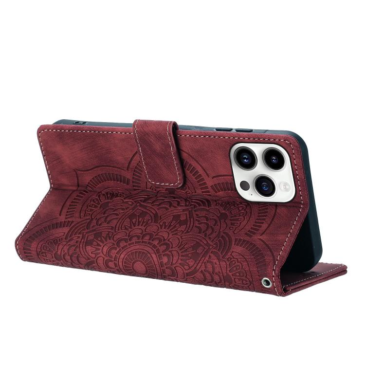 Funda para teléfono de cuero esmerilado retro con relieve de mandala, For iPhone 15 Pro Max, For iPhone 15 Pro, For iPhone 15 Plus, For iPhone 15, For iPhone 14 Plus, For iPhone 14 / 13, For iPhone 14 Pro, For iPhone 14 Pro Max, For iPhone 7 / 8 / SE 2022
