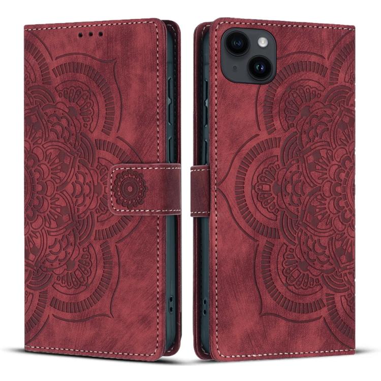 Funda para teléfono de cuero esmerilado retro con relieve de mandala, For iPhone 15 Pro Max, For iPhone 15 Pro, For iPhone 15 Plus, For iPhone 15, For iPhone 14 Plus, For iPhone 14 / 13, For iPhone 14 Pro, For iPhone 14 Pro Max, For iPhone 7 / 8 / SE 2022