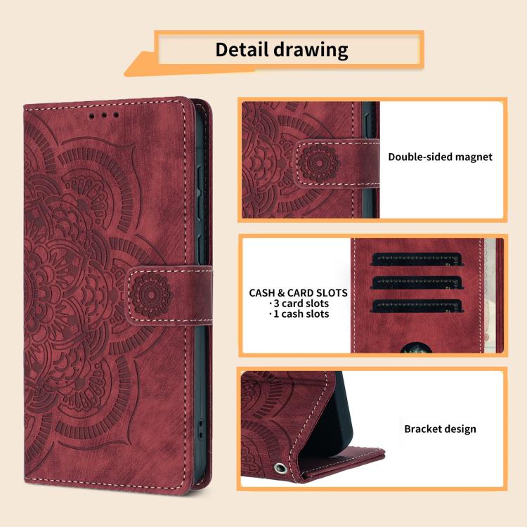 Funda para teléfono de cuero esmerilado retro con relieve de mandala, For iPhone XR, For iPhone XS Max, For iPhone 7 Plus / 8 Plus