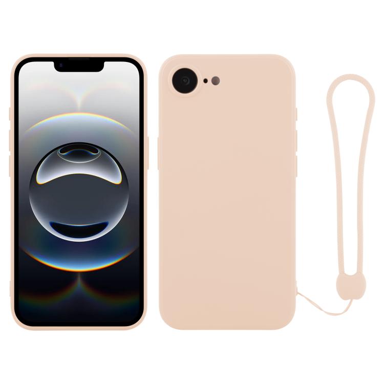 Funda de silicona para teléfono con correa para la muñeca, For iPhone 17e / 16e