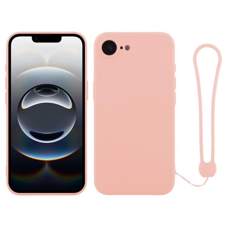 Funda de silicona para teléfono con correa para la muñeca, For iPhone 17e / 16e