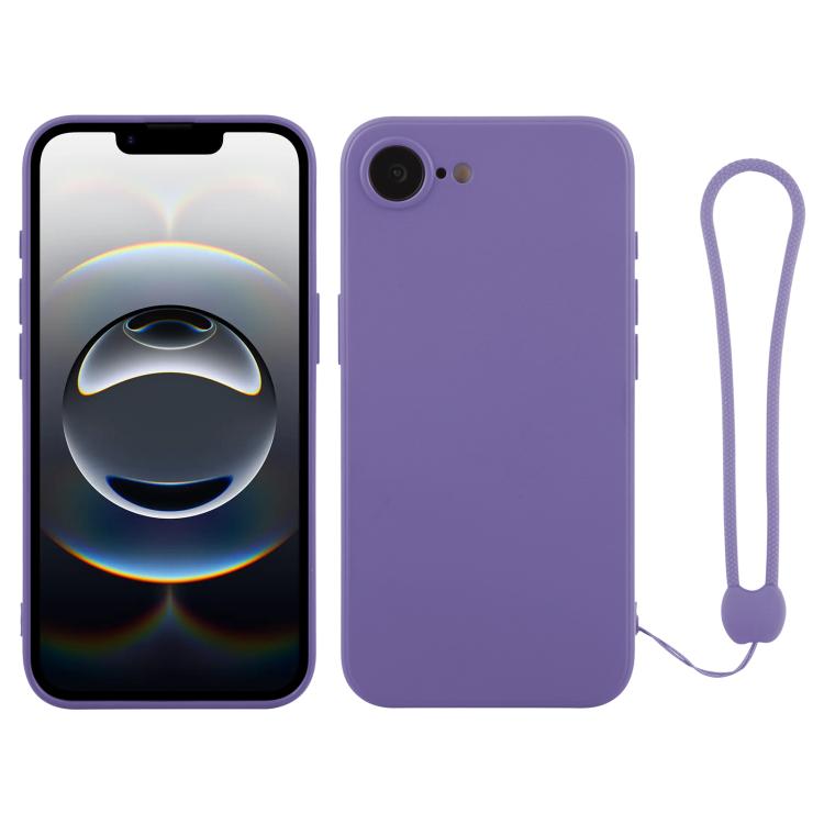 Funda de silicona para teléfono con correa para la muñeca, For iPhone 17e / 16e