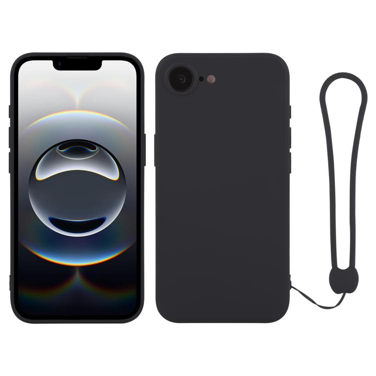 Funda de silicona para teléfono con correa para la muñeca, For iPhone 17e / 16e