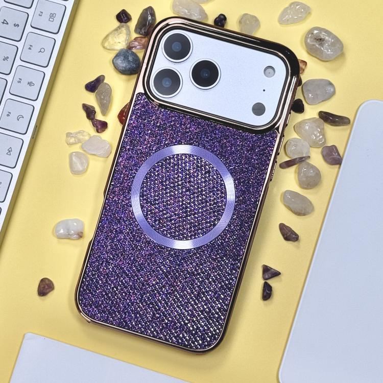 Funda para teléfono MagSafe de policarbonato con purpurina y acabado galvanizado, For iPhone 17 Pro Max, For iPhone 17 Pro, For iPhone 16 Pro Max, For iPhone 16 Pro, For iPhone 16 Plus, For iPhone 16, For iPhone 15 Pro Max, For iPhone 15 Pro