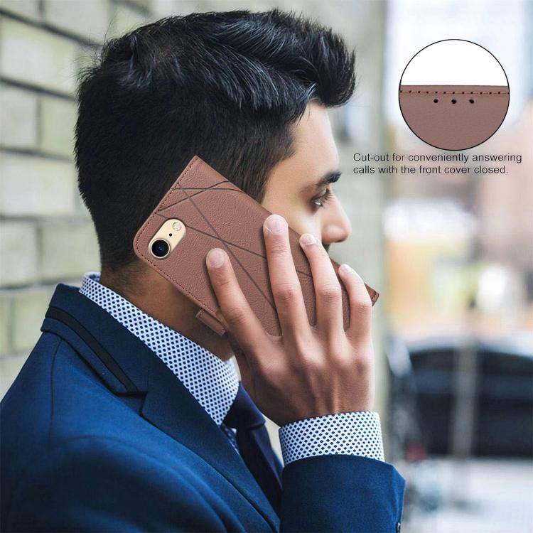 Funda de cuero para teléfono con estampado geométrico y protección RFID, For iPhone 6 / 7 / 8 / SE, For iPhone 13 Pro Max, For iPhone 13 Pro, For iPhone 12 / 12 Pro, For iPhone 12 Pro Max, For iPhone 11 Pro Max, For iPhone 11, For iPhone 11 Pro