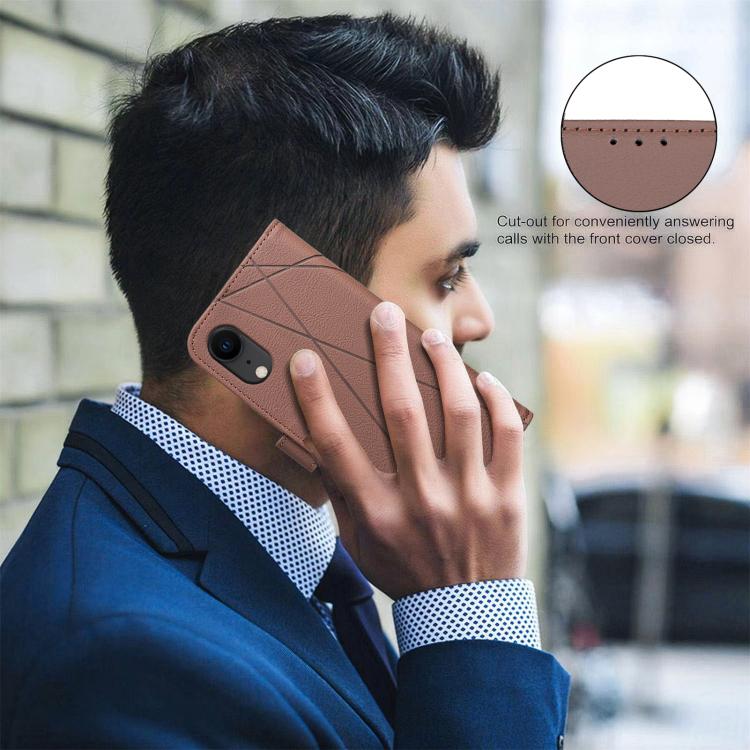 Funda de cuero para teléfono con estampado geométrico y protección RFID, For iPhone XR, For iPhone XS Max, For iPhone 6 Plus / 7 Plus / 8 Plus